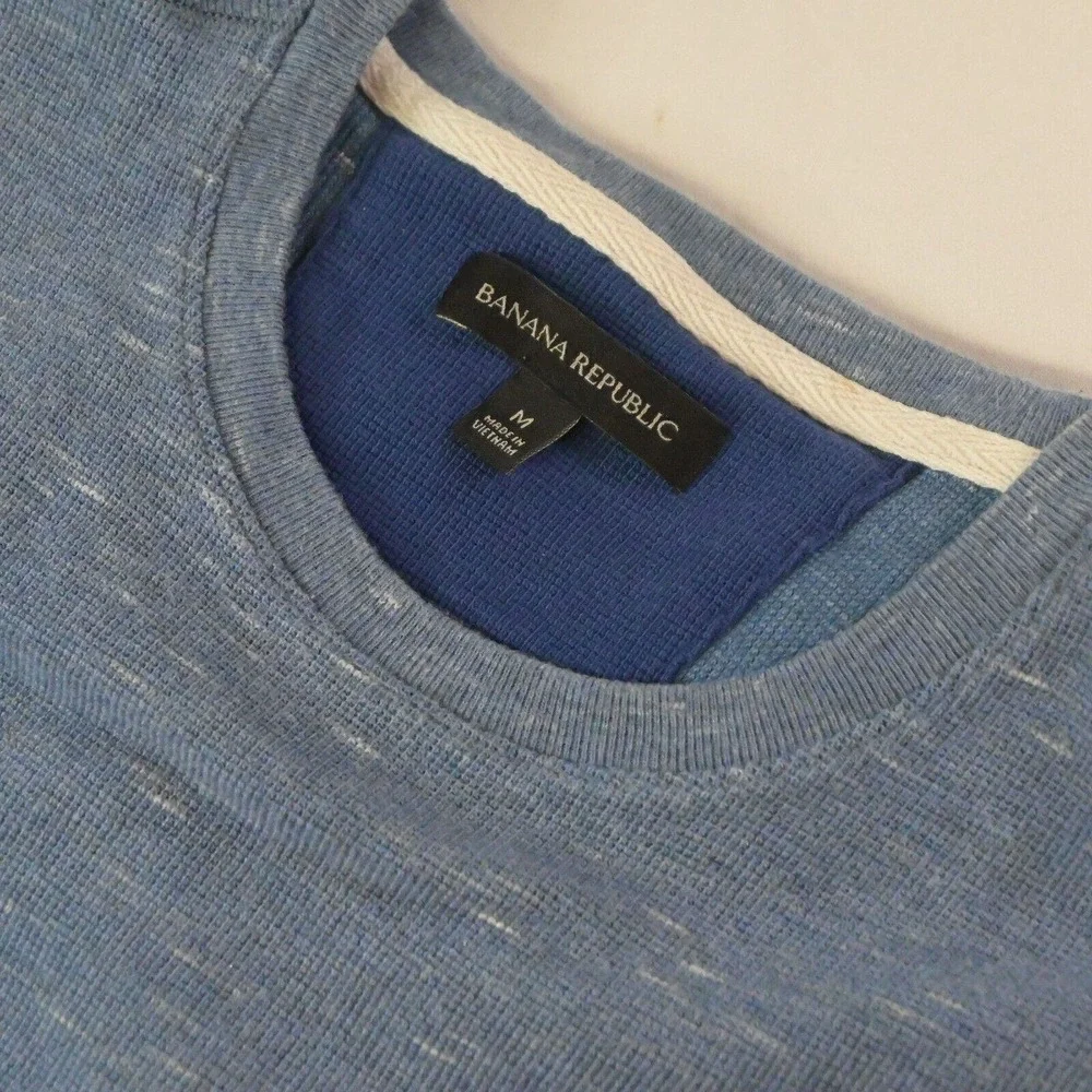 Banana Republic Medium Blue Heather Waffle Crewneck Sweatshirt‎ Sweater
